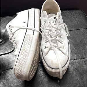 Platform white LEATHER converse. Worn a couple times.